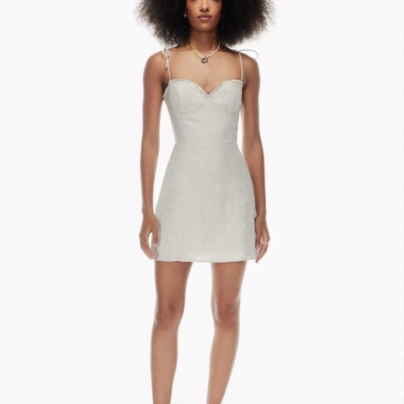 Aritzia Wilfred linen mini dress in light baby blue - Picture 2 of 7